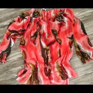 Size 10 pullover blouse! Tie top, w cami built in.